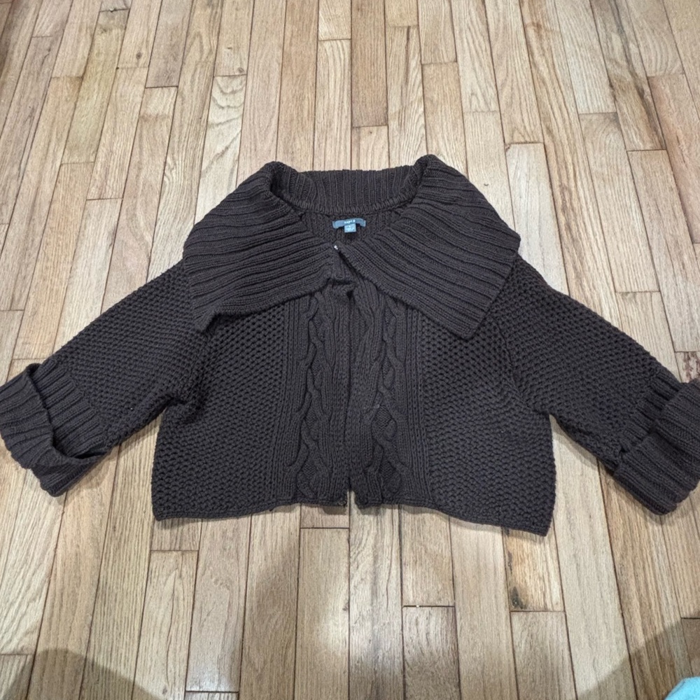 Knit crop brown Cardigan size large shrug sweater